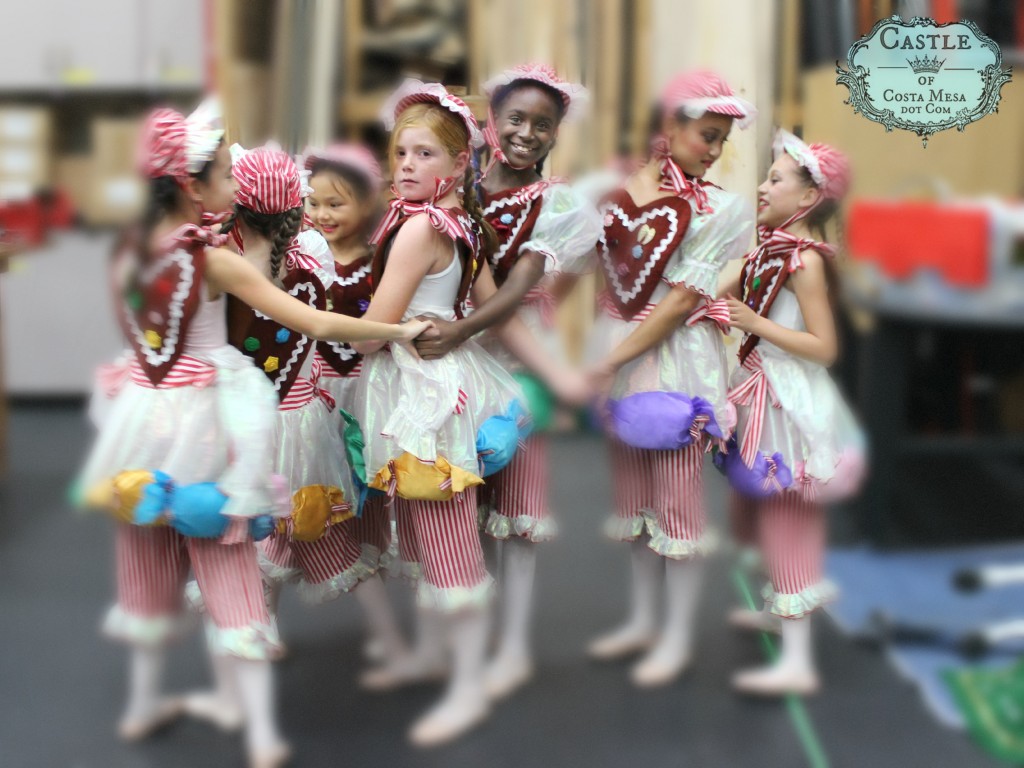 141210 Barclay backstage Gingersnaps ballerina holding hands in a big knot.