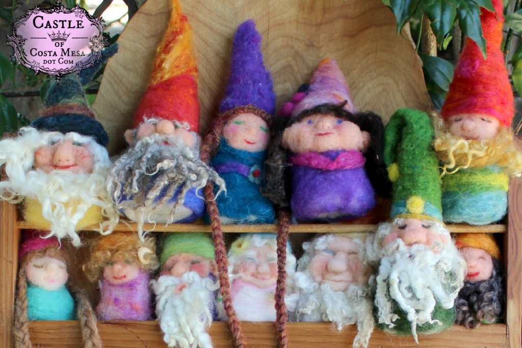 1736 Student work 150608 Handmade finger puppet gnomes on shelf