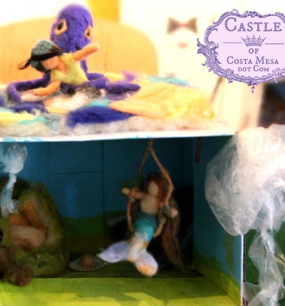 2013 150621 Kaiya's felted mermaid kingdom with pirate, octopus, mermaid on a swing