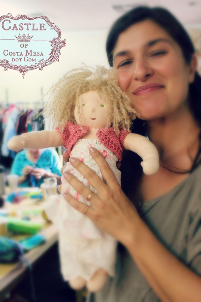 2827 150918 Roxanna and her handmade crimpy blonde haired handmade homemade mommy made Waldorf 16 inch cuddle doll