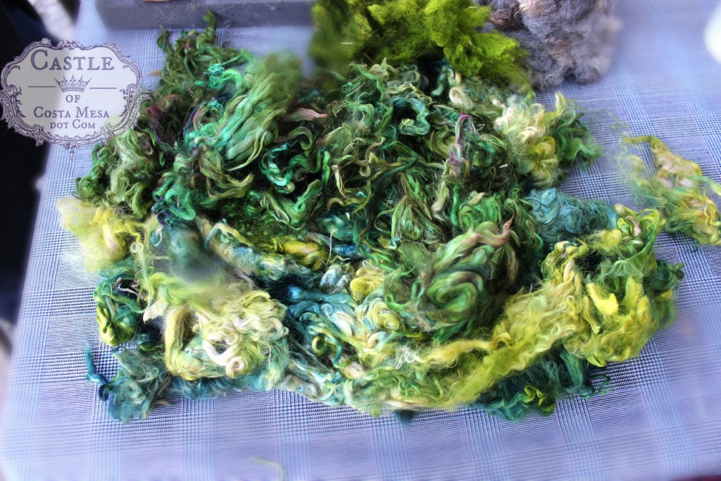 4037 151117 Christine Newell hand dyed suri alpaca wool locks in green for making Christmas Trees