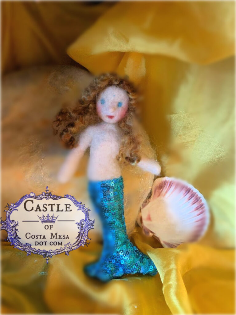 Mermaid with Blue Roses. 7" Handstitched and Needle