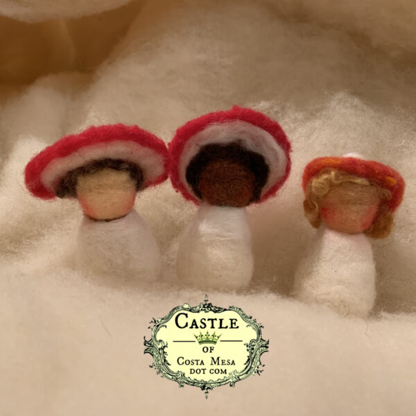 Three Simple Itty Bitty Little Toadstool Babies. 2.5" 100% Wool Finger-Puppet