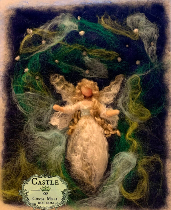 Goodnight Fairy. 8" x 10" Unframed Wool Relief Artwork