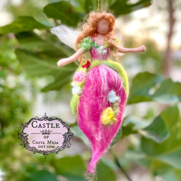 Rosebud, 8.5" Pulled Wool Fairy Mobile