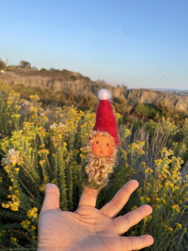 Shiny, Curly Beard Finger-Puppet Gnome